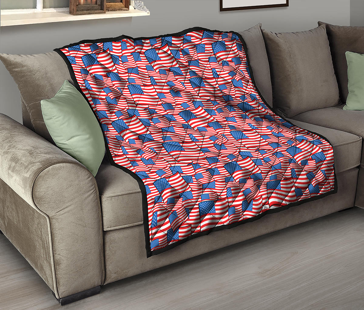 4th of July USA Flag Pattern Print Quilt