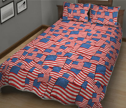 4th of July USA Flag Pattern Print Quilt Bed Set