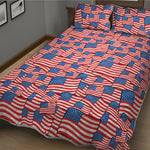 4th of July USA Flag Pattern Print Quilt Bed Set