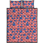 4th of July USA Flag Pattern Print Quilt Bed Set