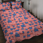 4th of July USA Flag Pattern Print Quilt Bed Set