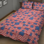 4th of July USA Flag Pattern Print Quilt Bed Set