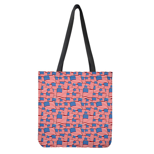 4th of July USA Flag Pattern Print Tote Bag