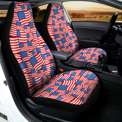 4th of July USA Flag Pattern Print Universal Fit Car Seat Covers