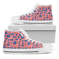 4th of July USA Flag Pattern Print White High Top Sneakers