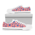 4th of July USA Flag Pattern Print White Low Top Sneakers