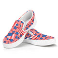 4th of July USA Flag Pattern Print White Slip On Sneakers
