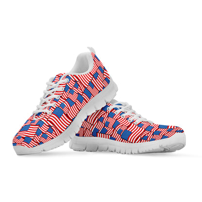 4th of July USA Flag Pattern Print White Sneakers