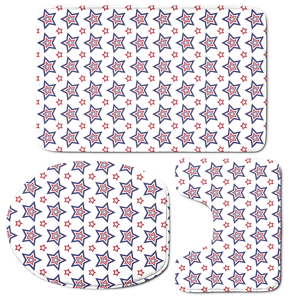4th of July USA Star Pattern Print 3 Piece Bath Mat Set