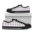 4th of July USA Star Pattern Print Black Low Top Sneakers