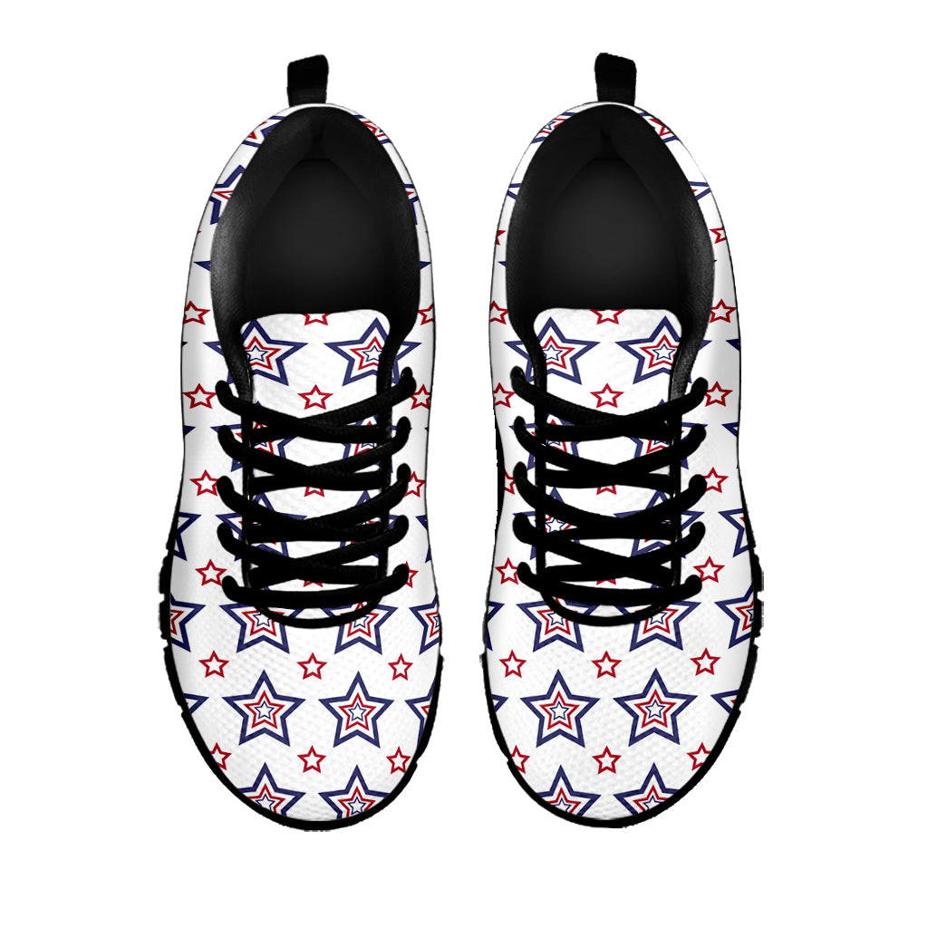 4th of July USA Star Pattern Print Black Sneakers