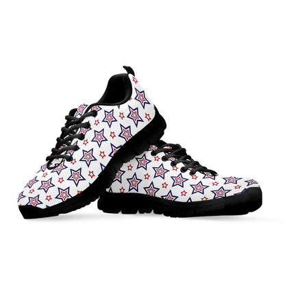 4th of July USA Star Pattern Print Black Sneakers