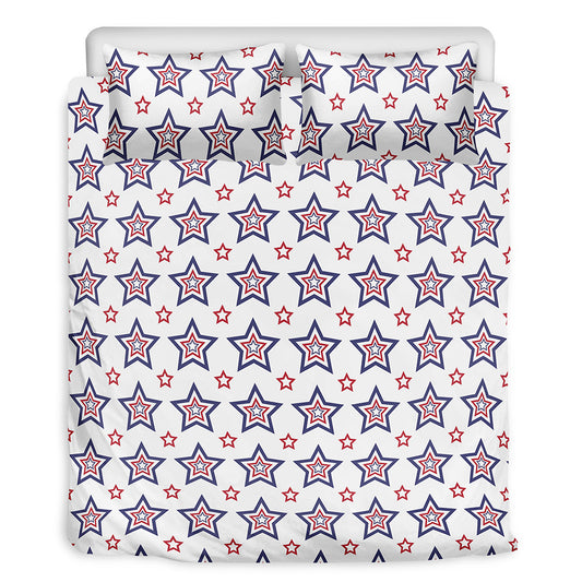 4th of July USA Star Pattern Print Duvet Cover Bedding Set
