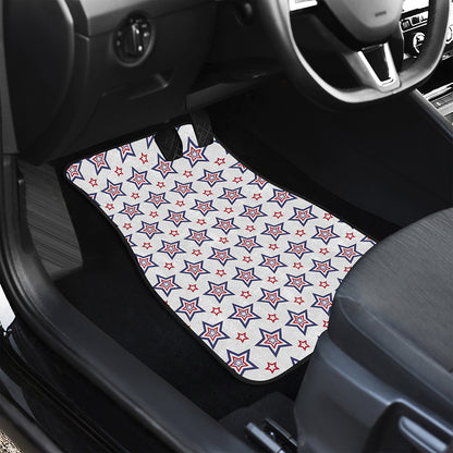 4th of July USA Star Pattern Print Front and Back Car Floor Mats