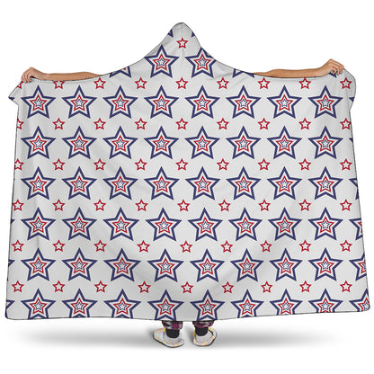 4th of July USA Star Pattern Print Hooded Blanket