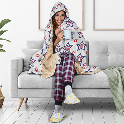 4th of July USA Star Pattern Print Hooded Blanket