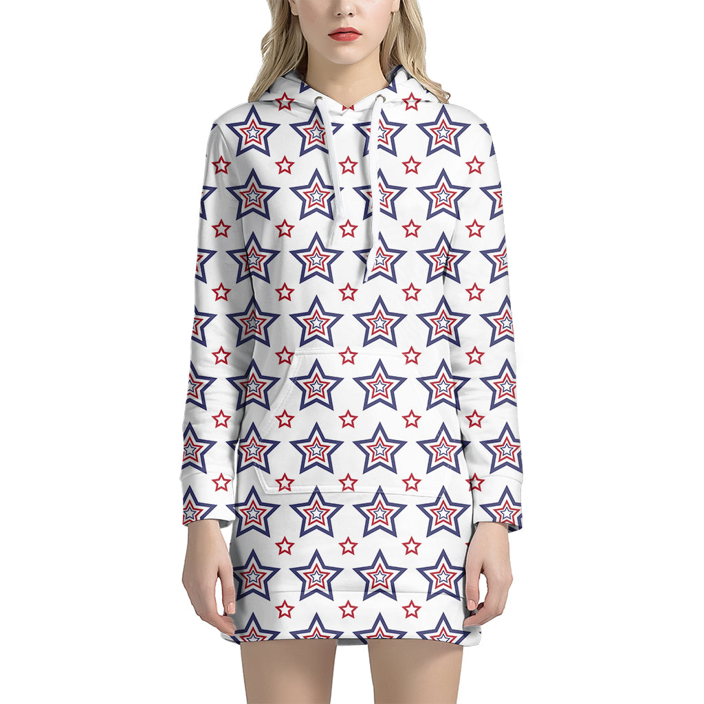 4th of July USA Star Pattern Print Hoodie Dress