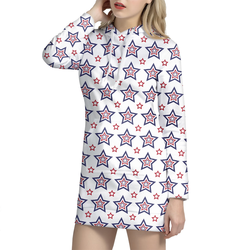 4th of July USA Star Pattern Print Hoodie Dress