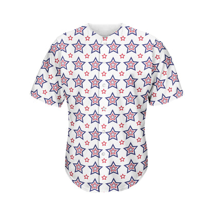4th of July USA Star Pattern Print Men's Baseball Jersey