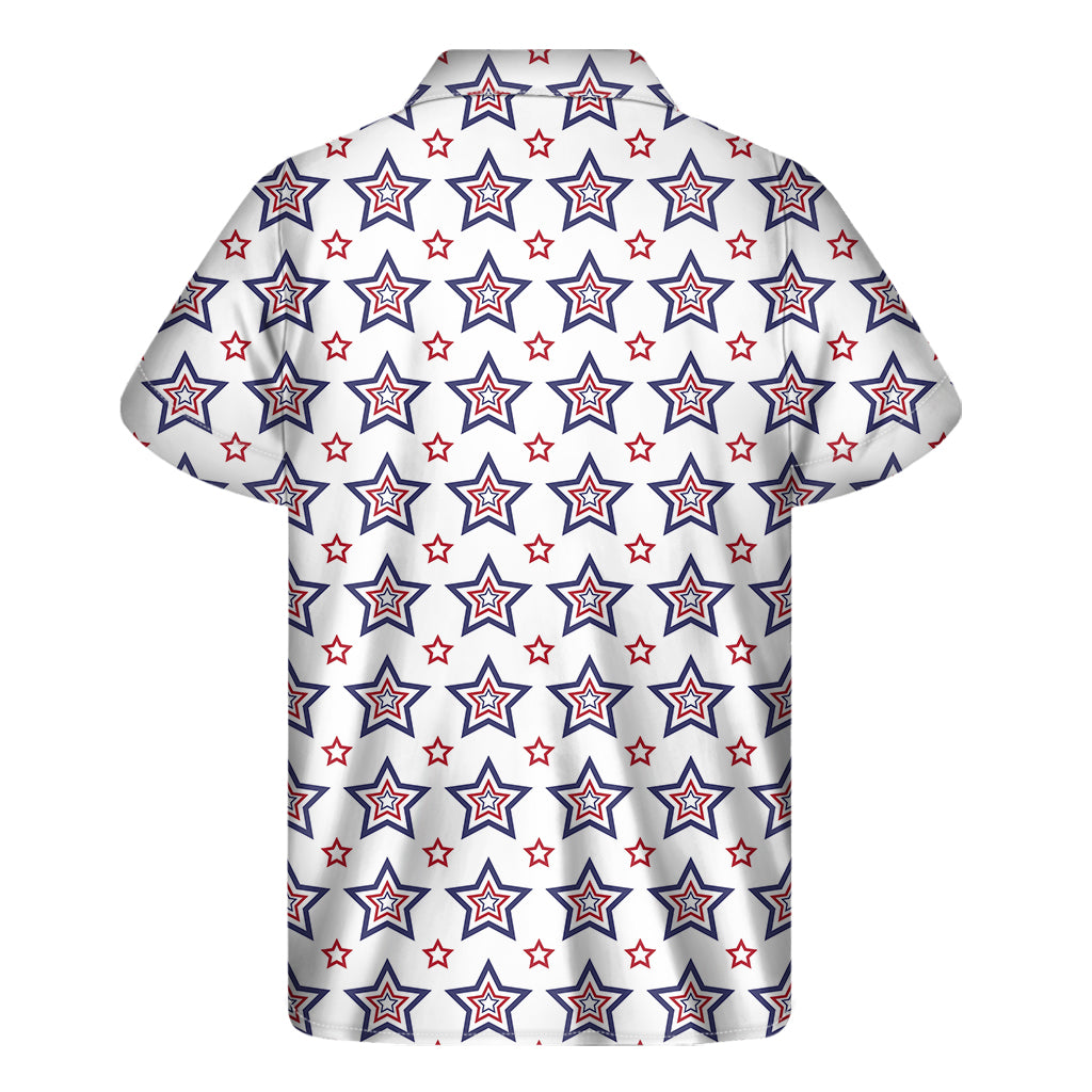 4th of July USA Star Pattern Print Men's Short Sleeve Shirt