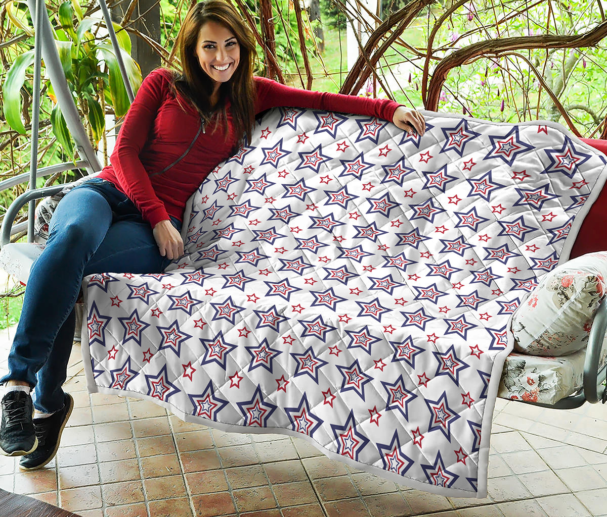 4th of July USA Star Pattern Print Quilt