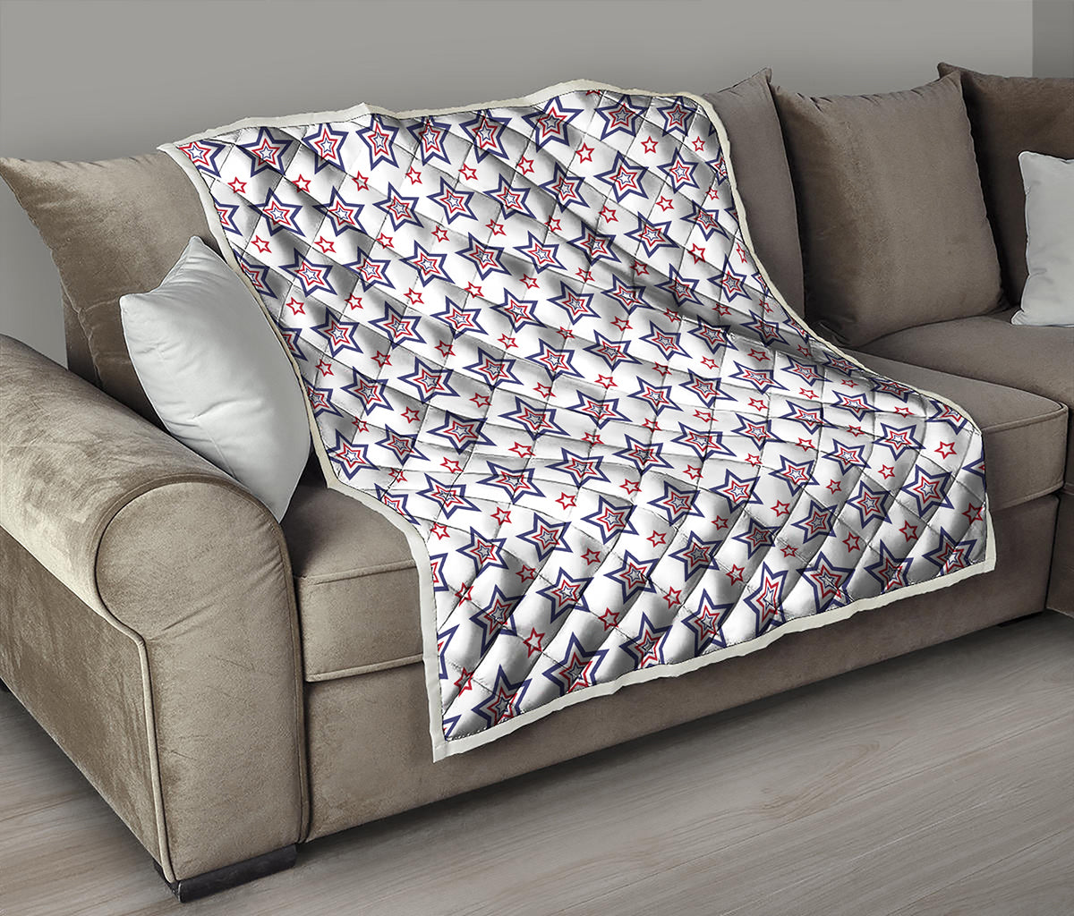 4th of July USA Star Pattern Print Quilt