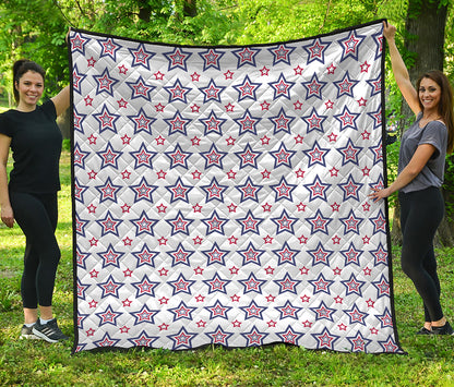 4th of July USA Star Pattern Print Quilt