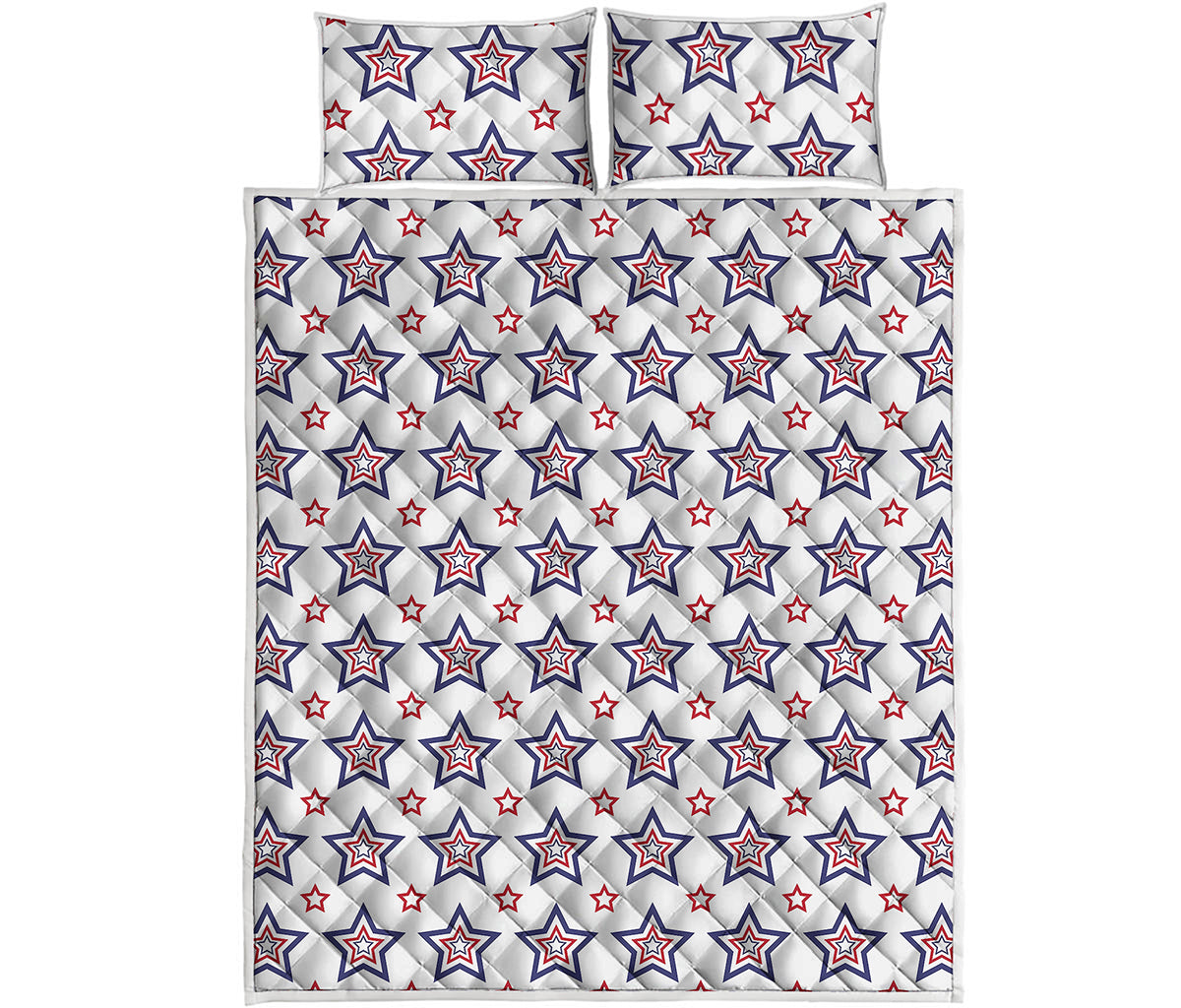 4th of July USA Star Pattern Print Quilt Bed Set