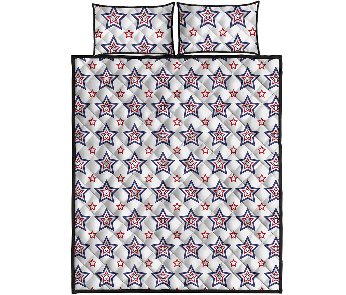4th of July USA Star Pattern Print Quilt Bed Set