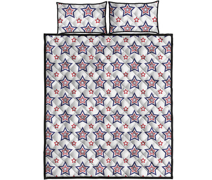 4th of July USA Star Pattern Print Quilt Bed Set