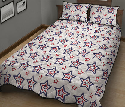 4th of July USA Star Pattern Print Quilt Bed Set