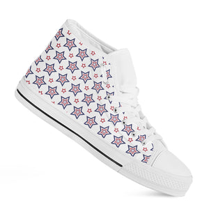 4th of July USA Star Pattern Print White High Top Shoes
