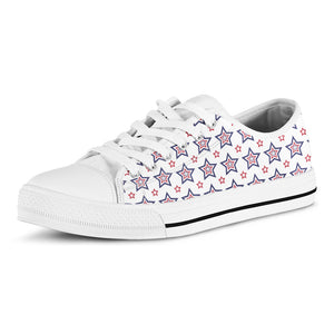 4th of July USA Star Pattern Print White Low Top Shoes