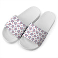4th of July USA Star Pattern Print White Slide Sandals