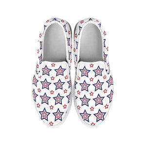 4th of July USA Star Pattern Print White Slip On Shoes