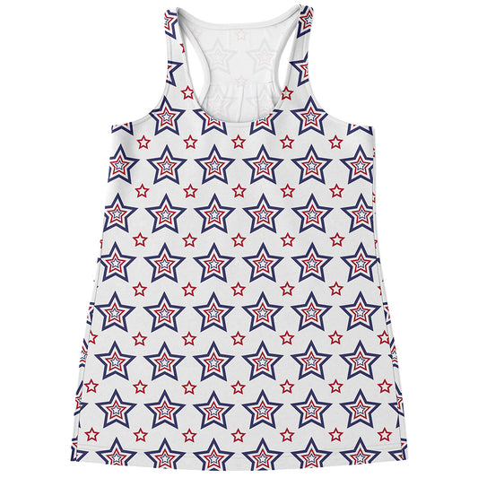 4th of July USA Star Pattern Print Women's Racerback Tank Top