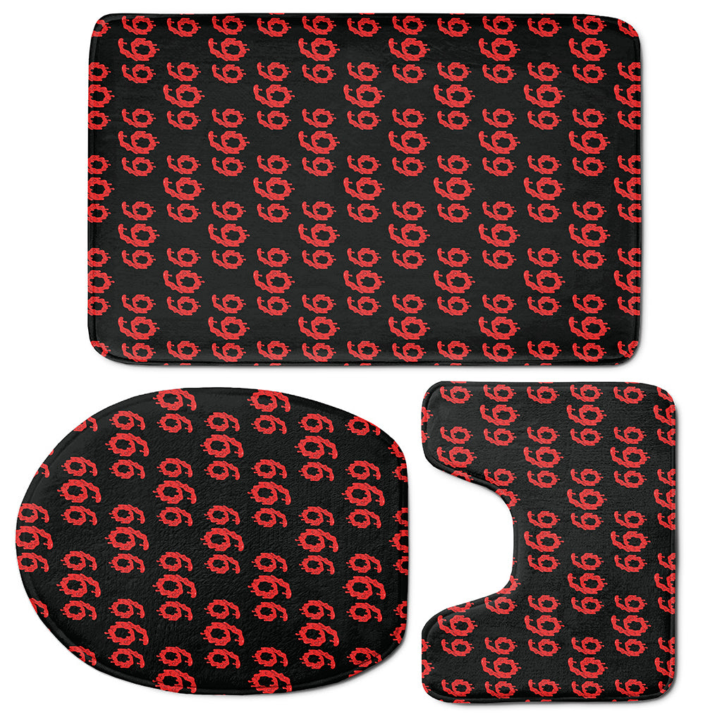666 Satan Pattern Print 3 Piece Bath Mat Set