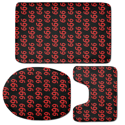 666 Satan Pattern Print 3 Piece Bath Mat Set