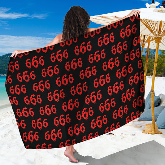 666 Satan Pattern Print Beach Sarong Wrap