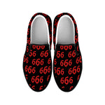 666 Satan Pattern Print Black Slip On Shoes