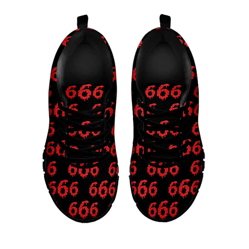 666 Satan Pattern Print Black Sneakers