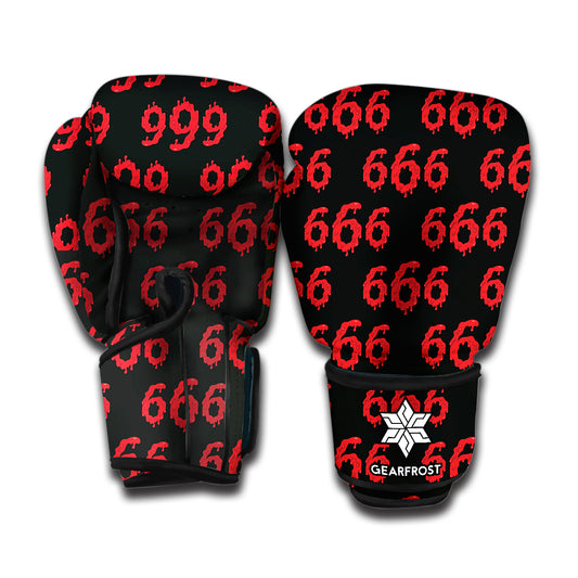 666 Satan Pattern Print Boxing Gloves