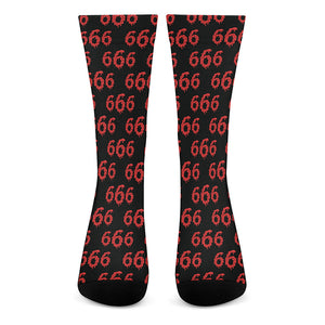 666 Satan Pattern Print Crew Socks