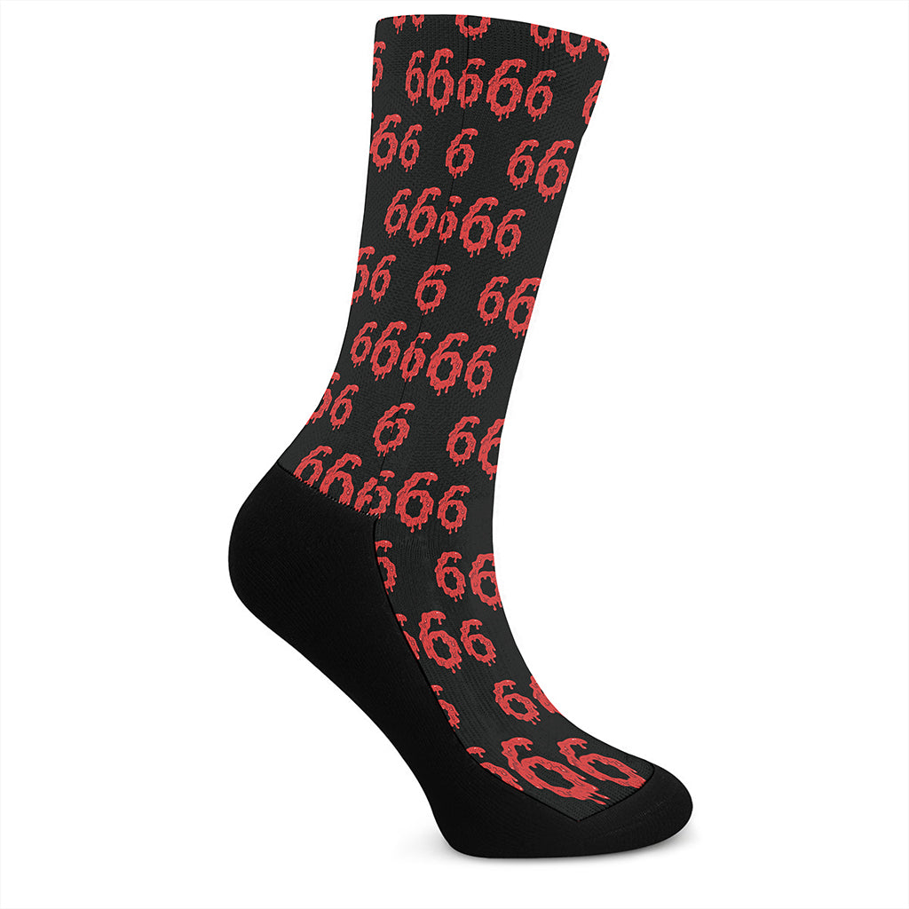 666 Satan Pattern Print Crew Socks