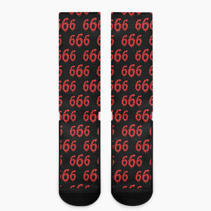 666 Satan Pattern Print Crew Socks