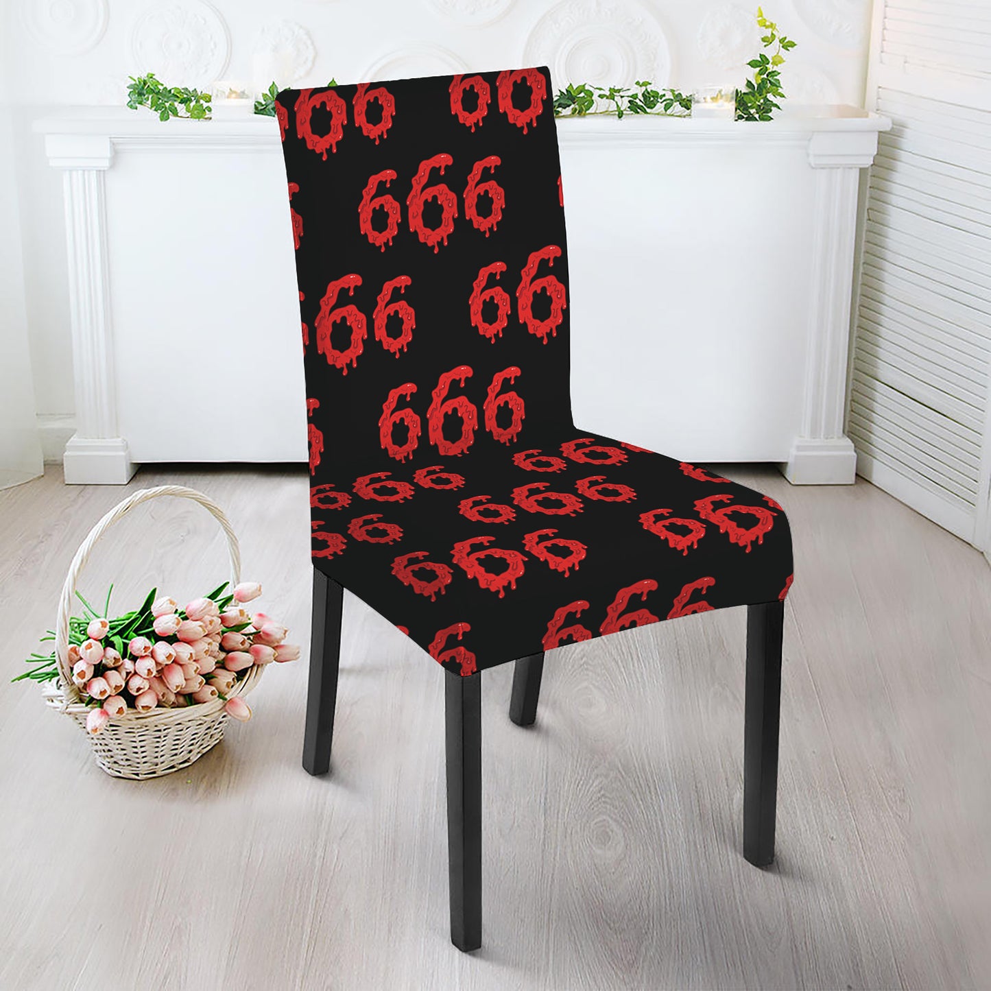 666 Satan Pattern Print Dining Chair Slipcover
