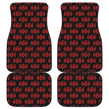 666 Satan Pattern Print Front and Back Car Floor Mats