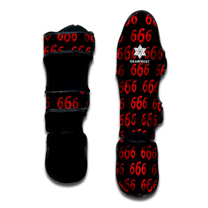 666 Satan Pattern Print Muay Thai Shin Guard