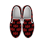 666 Satan Pattern Print White Slip On Shoes