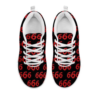 666 Satan Pattern Print White Sneakers